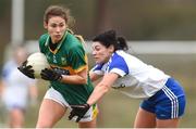 18 February 2018; Amanda Brosnan of Kerry in action against Josie Fitzpatrick of Monaghan during the Lidl Ladies Football National League Division 1 Round 3 refixture match between Monaghan and Kerry at IT Blanchardstown in Blanchardstown, Dublin. Photo by Piaras Ó Mídheach/Sportsfile