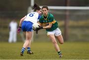18 February 2018; Amanda Brosnan of Kerry gets away from Hazel Kingham of Monaghan during the Lidl Ladies Football National League Division 1 Round 3 refixture match between Monaghan and Kerry at IT Blanchardstown in Blanchardstown, Dublin. Photo by Piaras Ó Mídheach/Sportsfile