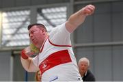 18 February 2018; Sean Breathnach of Galway City Harriers A.C. competing in the Senior Men Shot Put during the Irish Life Health National Senior Indoor Athletics Championships at the National Indoor Arena in Abbotstown, Dublin. Photo by Eóin Noonan/Sportsfile