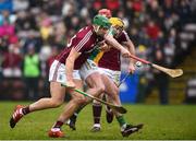 18 February 2018; Niall Burke of Galway in action against Pat Camon of Offaly during the Allianz Hurling League Division 1B Round 3 match between Galway and Offaly at Pearse Stadium in Galway. Photo by Matt Browne/Sportsfile