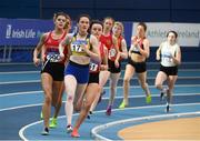 18 February 2018; Alanna Lally of UCD AC, Co Dublin, on her way to winning the Senior Women 800m during the Irish Life Health National Senior Indoor Athletics Championships at the National Indoor Arena in Abbotstown, Dublin. Photo by Sam Barnes/Sportsfile