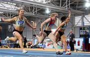 18 February 2018; Amy Foster, second from left, of City of Lisburn AC on her way to winning the Senior Women 60m during the Irish Life Health National Senior Indoor Athletics Championships at the National Indoor Arena in Abbotstown, Dublin. Photo by Eóin Noonan/Sportsfile