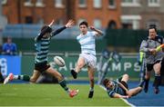 18 February 2018; Harry Donnelly of Blackrock College kicks under pressure from Cormac Foley of St Gerard's School during the Bank of Ireland Leinster Schools Senior Cup Round 2 match between Blackrock College and St Gerard's School at Donnybrook in Dublin. Photo by David Fitzgerald/Sportsfile