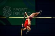 18 February 2018; Ellen McCartney of City of Lisburn AC, Co Down, on her way to winning the Senior Women Pole Vault during the Irish Life Health National Senior Indoor Athletics Championships at the National Indoor Arena in Abbotstown, Dublin. Photo by Sam Barnes/Sportsfile