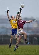 18 February 2018; Ross Timothy of Roscommon in action against Barry McHugh of Galway during the Connacht FBD League Final match between Roscommon and Galway at Dr Hyde Park in Roscommon. Photo by Harry Murphy/Sportsfile