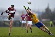 18 February 2018; Tomas Flynn of Galway in action against Cathal Compton of Roscommon during the Connacht FBD League Final match between Roscommon and Galway at Dr Hyde Park in Roscommon. Photo by Harry Murphy/Sportsfile