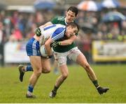 18 February 2018; Thomas Kerr of Monaghan in action against Ronan Shanahan of Kerry during the Allianz Football League Division 1 Round 3 Refixture match between Monaghan and Kerry at Páirc Grattan in Inniskeen, Monaghan. Photo by Oliver McVeigh/Sportsfile