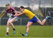 18 February: Cein D'Arcy of Galway in action against Conor Daly of Roscommon during the Connacht FBD League Final match between Roscommon and Galway at Dr Hyde Park in Roscommon. Photo by Harry Murphy/Sportsfile