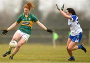 18 February 2018; Louise Ni Mhuircheartaigh of Kerry in action against Eva Woods of Monaghan during the Lidl Ladies Football National League Division 1 Round 3 refixture match between Monaghan and Kerry at IT Blanchardstown in Blanchardstown, Dublin. Photo by Piaras Ó Mídheach/Sportsfile