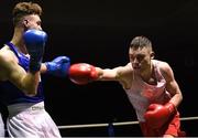 17 February 2018; Gerard French, right, Clonard, Co. Antrim, in action against Michael Nevin, Portlaoise, Co. Laois, during their bout at the 2018 IABA Elite Boxing Championships Semi-Finals at the National Stadium in Dublin. Photo by Barry Cregg/Sportsfile