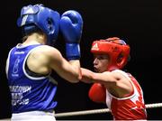 17 February 2018; Tiegan Russell, right, Fr.Horgans, County Cork in action against Michaela Walsh, Monkstown, Dublin, during their bout at the 2018 IABA Elite Boxing Championships Semi-Finals at the National Stadium in Dublin. Photo by Barry Cregg/Sportsfile