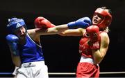 17 February 2018; Ciara Ginty, left, Geesla, County Mayo in action against Gillian Duffy, Bray, County Wicklow, during their bout at the 2018 IABA Elite Boxing Championships Semi-Finals at the National Stadium in Dublin. Photo by Barry Cregg/Sportsfile