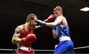 17 February 2018; Karol Blugosz, Scorpian, County Antrim, left, and Brian Kennedy, St. Mary's Daingean, County Meath, during their bout at the 2018 IABA Elite Boxing Championships Semi-Finals at the National Stadium in Dublin. Photo by Barry Cregg/Sportsfile