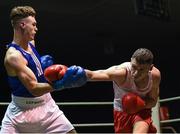 17 February 2018; Gerard French, Clonard, Co. Antrim, right in action against Michael Nevin, Portlaoise, Co. Laois, during their bout at the 2018 IABA Elite Boxing Championships Semi-Finals at the National Stadium in Dublin. Photo by Barry Cregg/Sportsfile