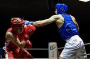17 February 2018; Conor McGinn, DCU, Dublin, left, in action against Conor Bolger, Smithfield, Dublin, during their bout at the 2018 IABA Elite Boxing Championships Semi-Finals at the National Stadium in Dublin. Photo by Barry Cregg/Sportsfile