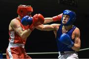 17 February 2018; Conor McGinn, DCU, Dublin, left, in action against Conor Bolger, Smithfield, Dublin, during their bout at the 2018 IABA Elite Boxing Championships Semi-Finals at the National Stadium in Dublin. Photo by Barry Cregg/Sportsfile