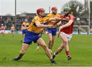 18 February 2018; Peter Duggan of Clare in action against Darren Browne of Cork during the Allianz Hurling League Division 1A Round 3 match between Clare and Cork at Cusack Park in Ennis, Clare. Photo by Seb Daly/Sportsfile