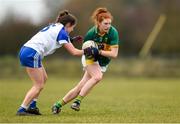 18 February 2018; Louise Ni Mhuircheartaigh of Kerry in action against Shauna Coyle of Monaghan during the Lidl Ladies Football National League Division 1 Round 3 refixture match between Monaghan and Kerry at IT Blanchardstown in Blanchardstown, Dublin. Photo by Piaras Ó Mídheach/Sportsfile