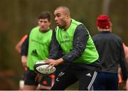 19 February 2018; Simon Zebo during Munster Rugby squad training at the University of Limerick in Limerick. Photo by Diarmuid Greene/Sportsfile