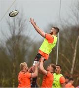 19 February 2018; Darren O'Shea lifted by Jeremy Loughman and Gavin Coombes during lineout practice at Munster Rugby squad training at the University of Limerick in Limerick. Photo by Diarmuid Greene/Sportsfile