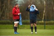 19 February 2018; Tommy O'Donnell and Kevin O’Byrne put on bibs during Munster Rugby squad training at the University of Limerick in Limerick. Photo by Diarmuid Greene/Sportsfile