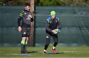 20 February 2018; Jonathan Sexton, right, and Peter O'Mahony during Ireland Rugby squad training at Carton House in Maynooth, Co Kildare. Photo by David Fitzgerald/Sportsfile
