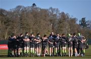 20 February 2018; The players huddle during Ireland Rugby squad training at Carton House in Maynooth, Co Kildare. Photo by David Fitzgerald/Sportsfile
