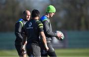 20 February 2018; Jonathan Sexton, right, Bundee Aki, centre, and Rory Best during Ireland Rugby squad training at Carton House in Maynooth, Co Kildare. Photo by David Fitzgerald/Sportsfile