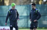 20 February 2018; Jonathan Sexton, left, and Conor Murray during Ireland Rugby squad training at Carton House in Maynooth, Co Kildare. Photo by David Fitzgerald/Sportsfile