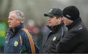 18 February 2018; Kerry Manager Éamonn Fitzmaurice, centre, along with Mikey Sheehy Kerry Selector, left, and Padraig Corcoran Kerry Selector during the Allianz Football League Division 1 Round 3 Refixture match between Monaghan and Kerry at Páirc Grattan in Inniskeen, Monaghan. Photo by Oliver McVeigh/Sportsfile