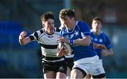 20 February 2018; Tim MacMahon of St Mary's College is tackled by Liam Crowley of Cistercian College Roscrea during the Bank of Ireland Leinster Schools Senior Cup Round 2 match between Cistercian College Roscrea and St Mary's College at Donnybrook Stadium in Dublin. Photo by Daire Brennan/Sportsfile