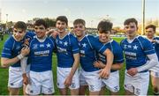 20 February 2018; St Mary's College players, left to right, Hugo Conway, Harry McSweeney, Ruairí Shields, Seán O'Reilly, Elliot Massey, and Jospeh Walsh celebrate after the Bank of Ireland Leinster Schools Senior Cup Round 2 match between Cistercian College Roscrea and St Mary's College at Donnybrook Stadium in Dublin. Photo by Daire Brennan/Sportsfile