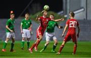 20 February 2018; Liam Doherty of Wales in action against Zach Quinlivan of Republic of Ireland during the Under 18 International Friendly match between Republic of Ireland and Wales at Tramore AFC in Tramore, Co Waterford. Photo by Diarmuid Greene/Sportsfile