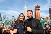 20 February 2018; Katie Taylor with her boxing promoter Eddie Hearn in attendance during the Kickoff press conference announcing the April 28, 2018 fight card to take place in the Barclays Center in Brooklyn, New York. Press conference held in New York. Photo by Ed Mulholland/Matchroom Boxing USA via Sportsfile
