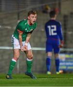 20 February 2018; Luke Nolan of Republic of Ireland reacts after missing a goal-scoring opportunity during the Under 18 International Friendly match between Republic of Ireland and Wales at Tramore AFC in Tramore, Co Waterford. Photo by Diarmuid Greene/Sportsfile