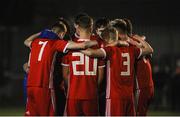 20 February 2018; The Wales team huddle together prior to the Under 18 International Friendly match between Republic of Ireland and Wales at Tramore AFC in Tramore, Co Waterford. Photo by Aaron Greene/Sportsfile