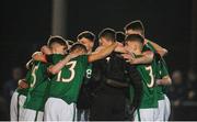 20 February 2018; Republic of Ireland team huddle together prior to the Under 18 International Friendly match between Republic of Ireland and Wales at Tramore AFC in Tramore, Co Waterford. Photo by Aaron Greene/Sportsfile