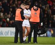 9 February 2018; Charles Piutau of Ulster leaving the field with an injury along with Garth Robinson Ulster Physiotherapist, left, and Dr Michael Webb Ulster Doctor during the Guinness PRO14 Round 14 match between Ulster and Southern Kings at Kingspan Stadium, in Belfast. Photo by Oliver McVeigh/Sportsfile