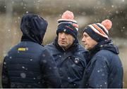11 February 2018; Armagh manager Kieran McGeeney, centre, along with Paddy McKeever, selector, left, and Jim McCorry, selector, right, during the Allianz Football League Division 3 Round 3 match between Armagh and Longford at the Athletic Grounds in Armagh. Photo by Oliver McVeigh/Sportsfile