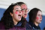 21 February 2018; Presentation Secondary School Thurles supporters react during the Bank of Ireland FAI Schools Senior Girls National Cup Final match between Moville Community College, Donegal, and Presentation Secondary School Thurles, Tipperary, at Home Farm FC in Whitehall, Dublin. Photo by Stephen McCarthy/Sportsfile