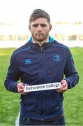 21 February 2018; Leinster player Ross Byrne reveals the name of Belvedere College during the Bank of Ireland Leinster Senior Schools Semi-Final Draw at Donnybrook Stadium, in Dublin. Photo by David Fitzgerald/Sportsfile