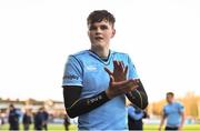 21 February 2018; David Ryan of St Michael's College applauds the support following his side's victory in the Bank of Ireland Leinster Schools Senior Cup Round 2 match between St Michael's College and Clongowes Wood College at Donnybrook Stadium, in Dublin. Photo by David Fitzgerald/Sportsfile