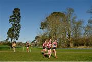 21 February 2018; Competitors in the Inter Girls 3,500m event during the Irish Life Health Leinster Schools Cross Country at Santry Demesne in Santry, Co Dublin. Photo by Piaras Ó Mídheach/Sportsfile