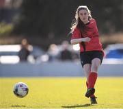 21 February 2018; Casey Hennessy of Presentation Secondary School Thurles during the Bank of Ireland FAI Schools Senior Girls National Cup Final match between Moville Community College, Donegal, and Presentation Secondary School Thurles, Tipperary, at Home Farm FC in Whitehall, Dublin. Photo by Stephen McCarthy/Sportsfile