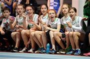 21 February 2018; Members of the Craughwell U13 Girls relay team cheer on the Craughwell U13 boys team in their relay race during AIT International Athletics Grand Prix at the AIT International Arena, in Athlone, Co. Westmeath. Photo by Brendan Moran/Sportsfile