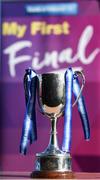 21 February 2018; The cup on display prior to the Bank of Ireland FAI Schools Senior Girls National Cup Final match between Moville Community College, Donegal, and Presentation Secondary School Thurles, Tipperary, at Home Farm FC in Whitehall, Dublin. Photo by Stephen McCarthy/Sportsfile