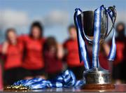 21 February 2018; The cup on display following the Bank of Ireland FAI Schools Senior Girls National Cup Final match between Moville Community College, Donegal, and Presentation Secondary School Thurles, Tipperary, at Home Farm FC in Whitehall, Dublin. Photo by Stephen McCarthy/Sportsfile