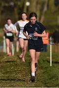 21 February 2018; Kate Byrne of Mount Anville, Dublin, competing in the Junior Girls 2,000m event during the Irish Life Health Leinster Schools Cross Country at Santry Demesne in Santry, Co Dublin. Photo by Piaras Ó Mídheach/Sportsfile