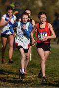 21 February 2018; Elizabeth Gahan of Gorey GS, Co Wexford, left, and Claragh Keane of Presentation Wexford, competing in the Junior Girls 2,000m event during the Irish Life Health Leinster Schools Cross Country at Santry Demesne in Santry, Co Dublin. Photo by Piaras Ó Mídheach/Sportsfile