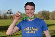 21 February 2018; Louis O'Loughlin of Moyle Park College after winning the Inter Boys 4,500m event at the Irish Life Health Leinster Schools Cross Country at Santry Demesne in Santry, Co Dublin. Photo by Piaras Ó Mídheach/Sportsfile